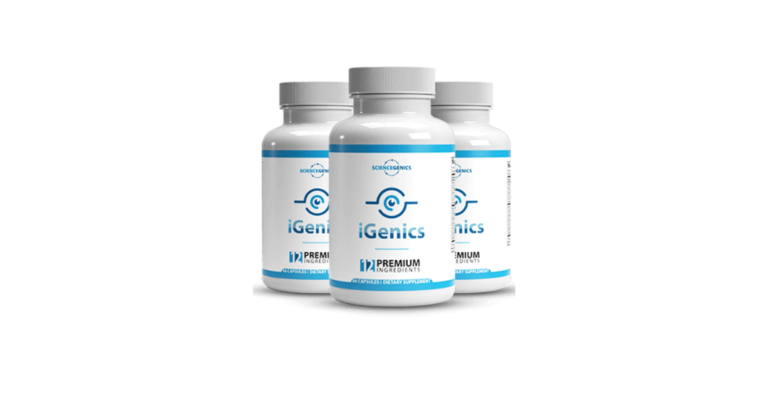 iGenics supplement bottle – natural eye health and vision support formula